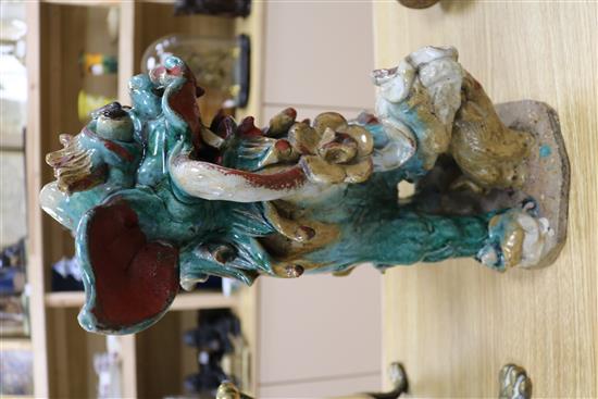 A large Chinese stoneware figure of a lion-dog height 43cm